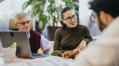 Cross,Generational,Colleagues,Discuss,Business,Growth,,Marketing,Strategies,,And,Profitability Advisor meeting with clients of different generations, representing a multigenerational client base and personalized guidance.