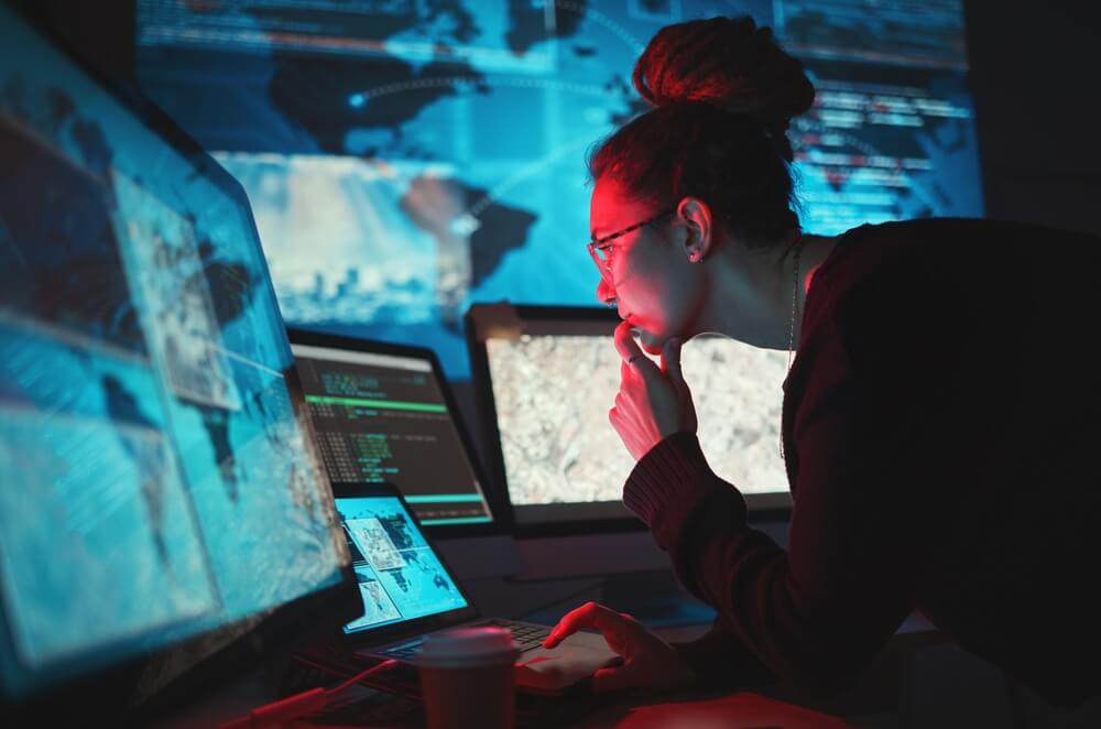 Women trying to identify cyber security trends